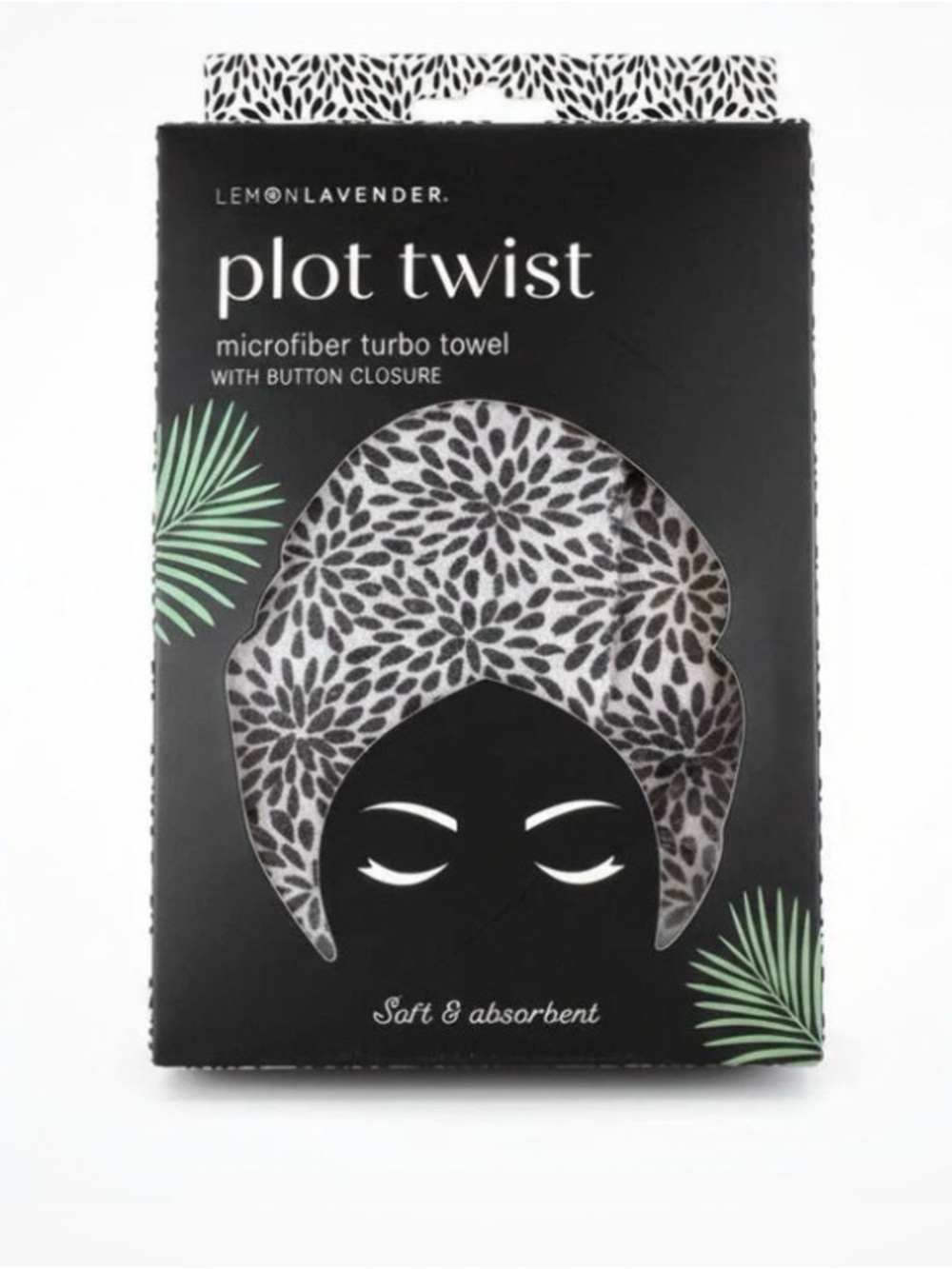Lemon Lavender Plot Twist Microfiber Turbo Towel - Gray Floral